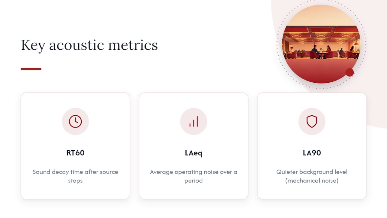 Three restaurant acoustic measurement metrics