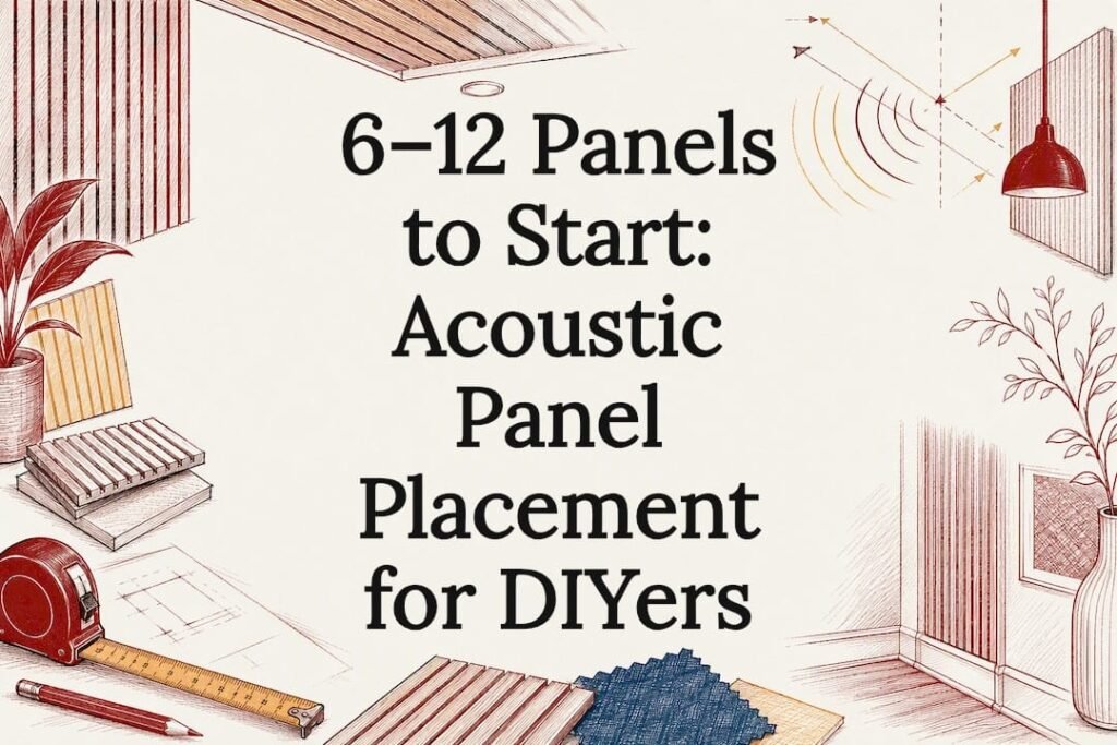 Decorative acoustic panel placement title card