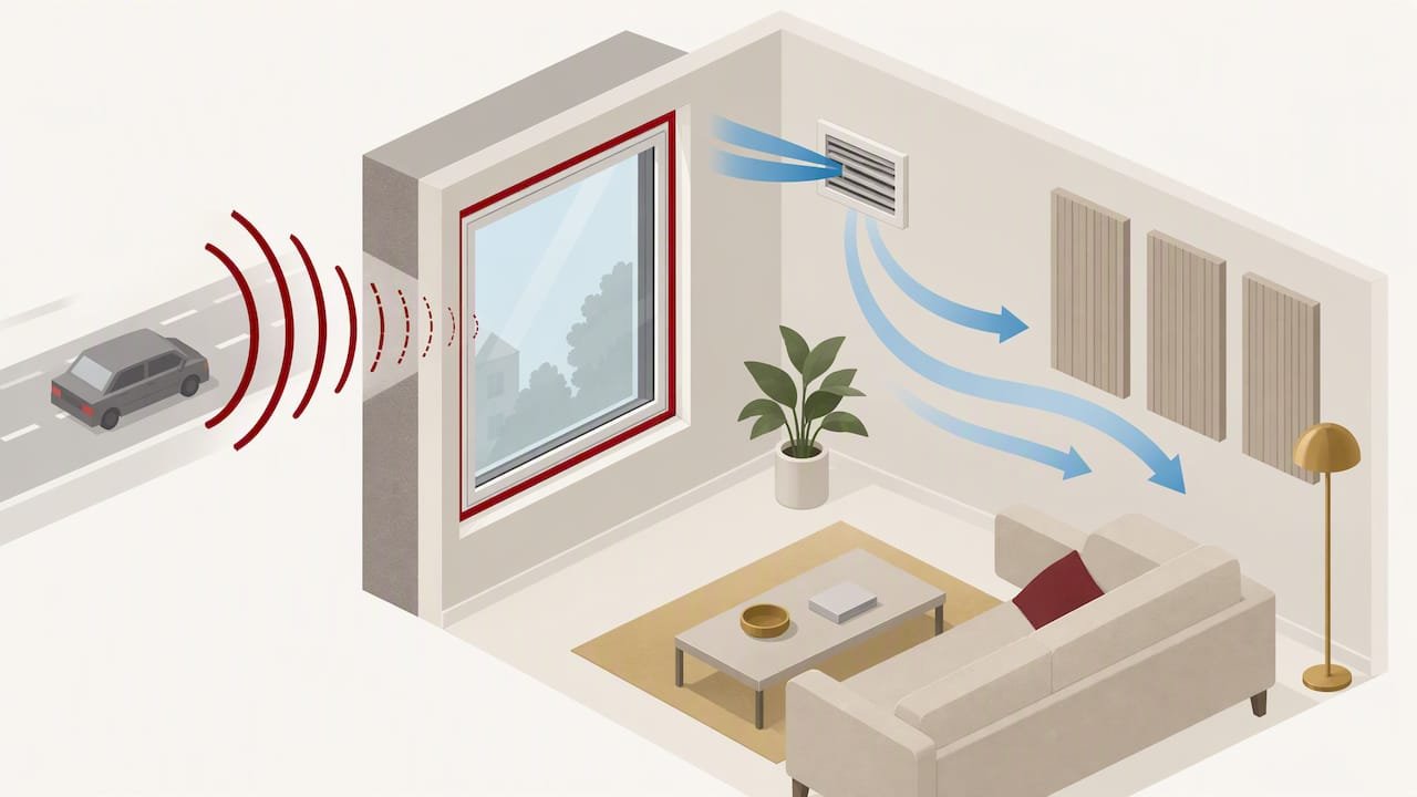 Sealed window paired with ventilation airflow