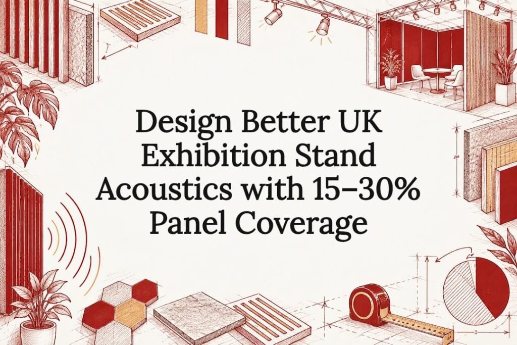 Decorative acoustic exhibition stand title card