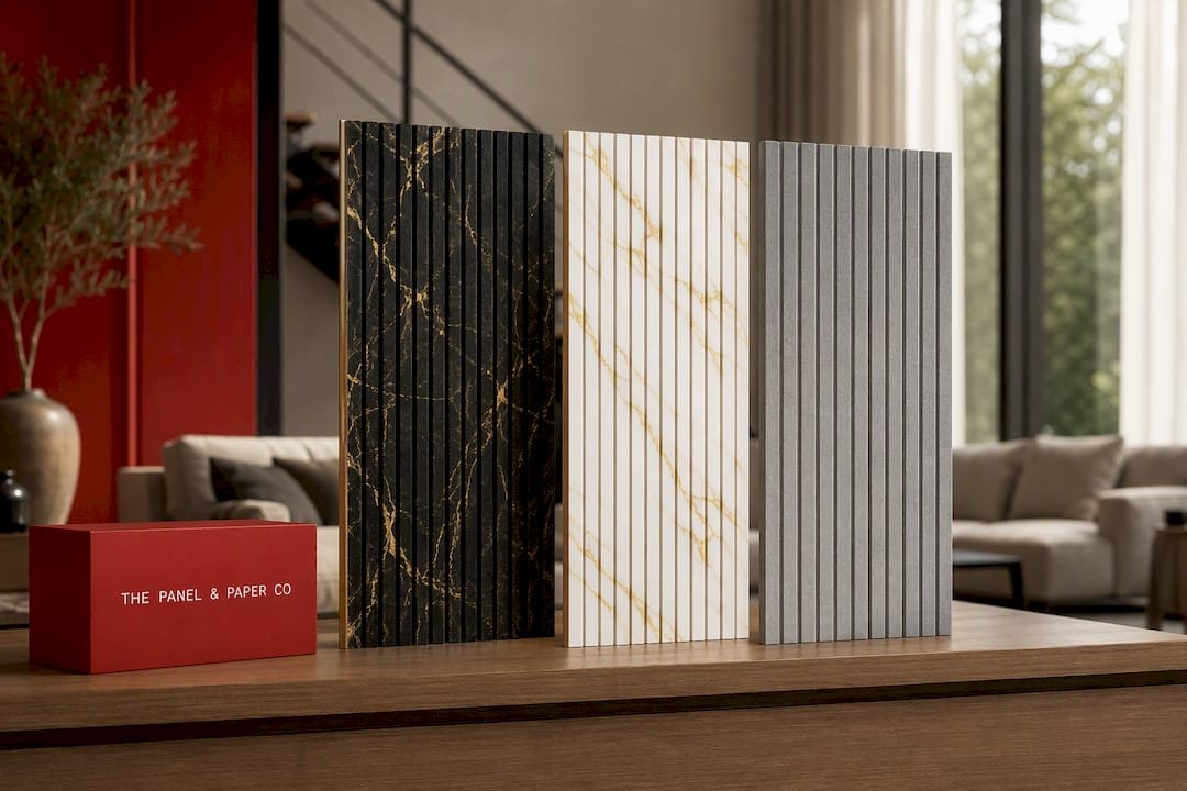 Gold and Black Marble Acoustic Wall Panel – 240 x 60cm