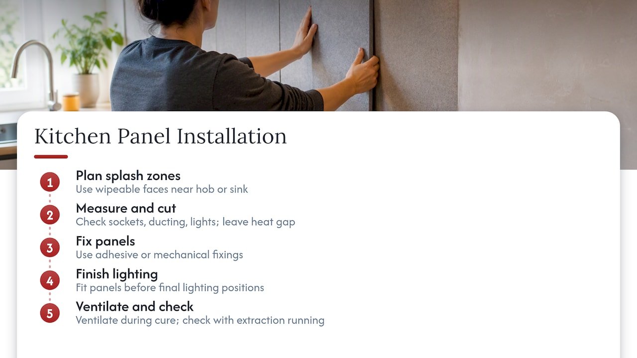 Kitchen panel installation sequence and final check