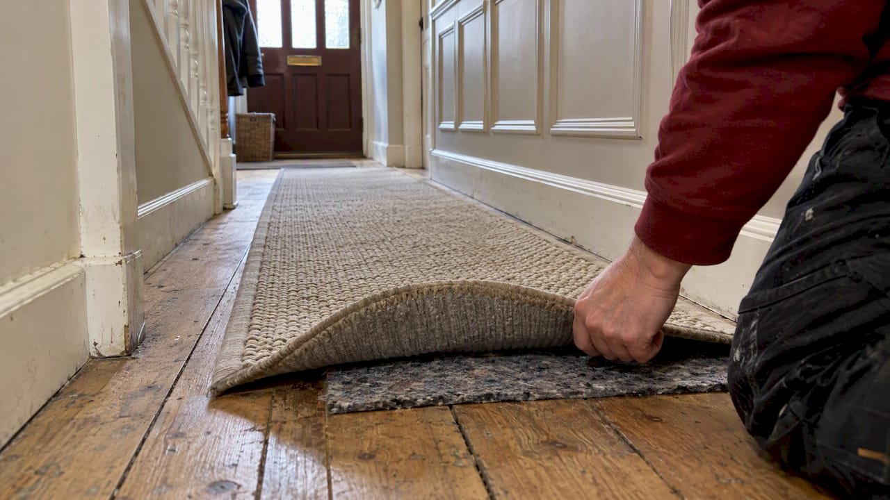 Runner lifted to show dense felt underlay