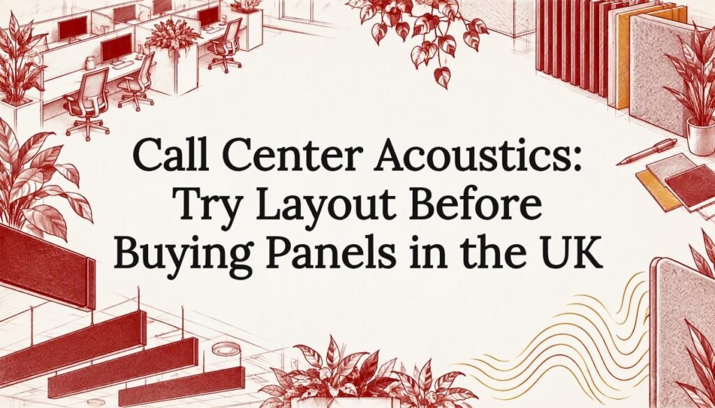 Sketch accents frame the call centre acoustics title